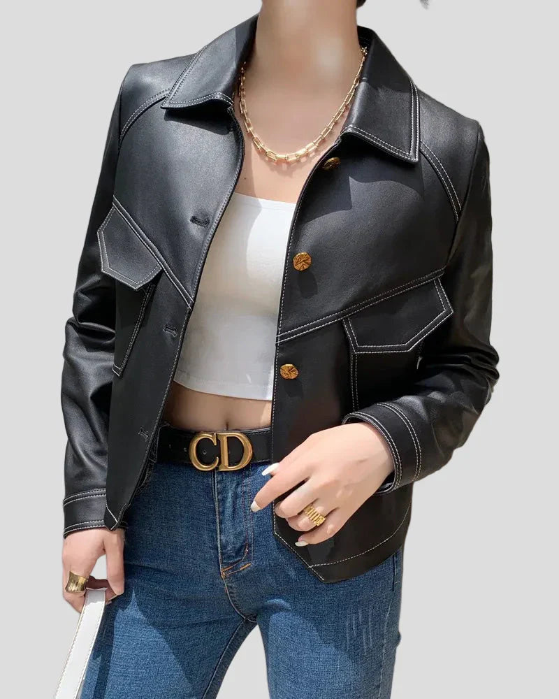 Short utility jacket with front pockets