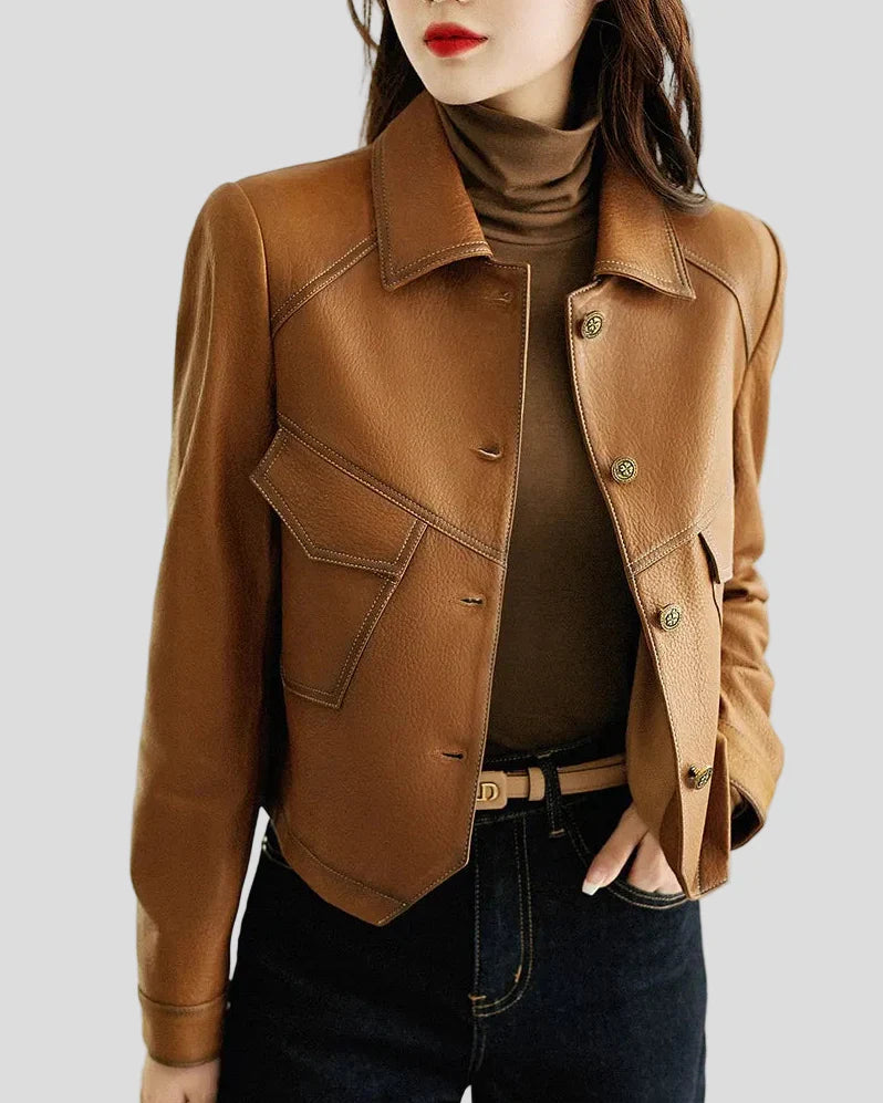 Short utility jacket with front pockets