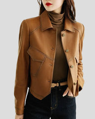 Short utility jacket with front pockets