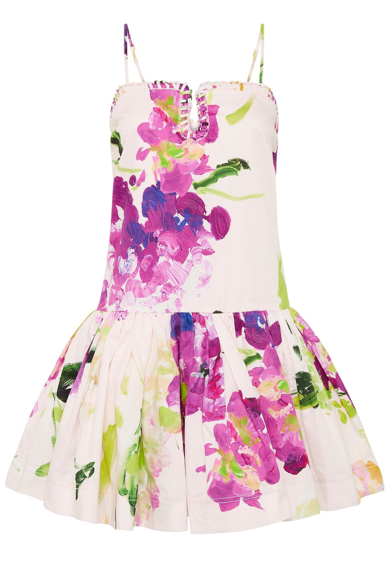 Floral print mini dress with thin straps