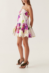 Floral print mini dress with thin straps