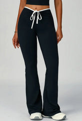 Sporty flared pants with bow detail