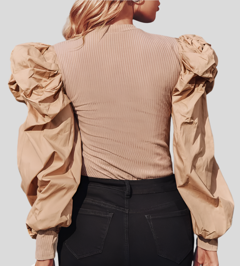 Fodrad bomullstopp med puffärm