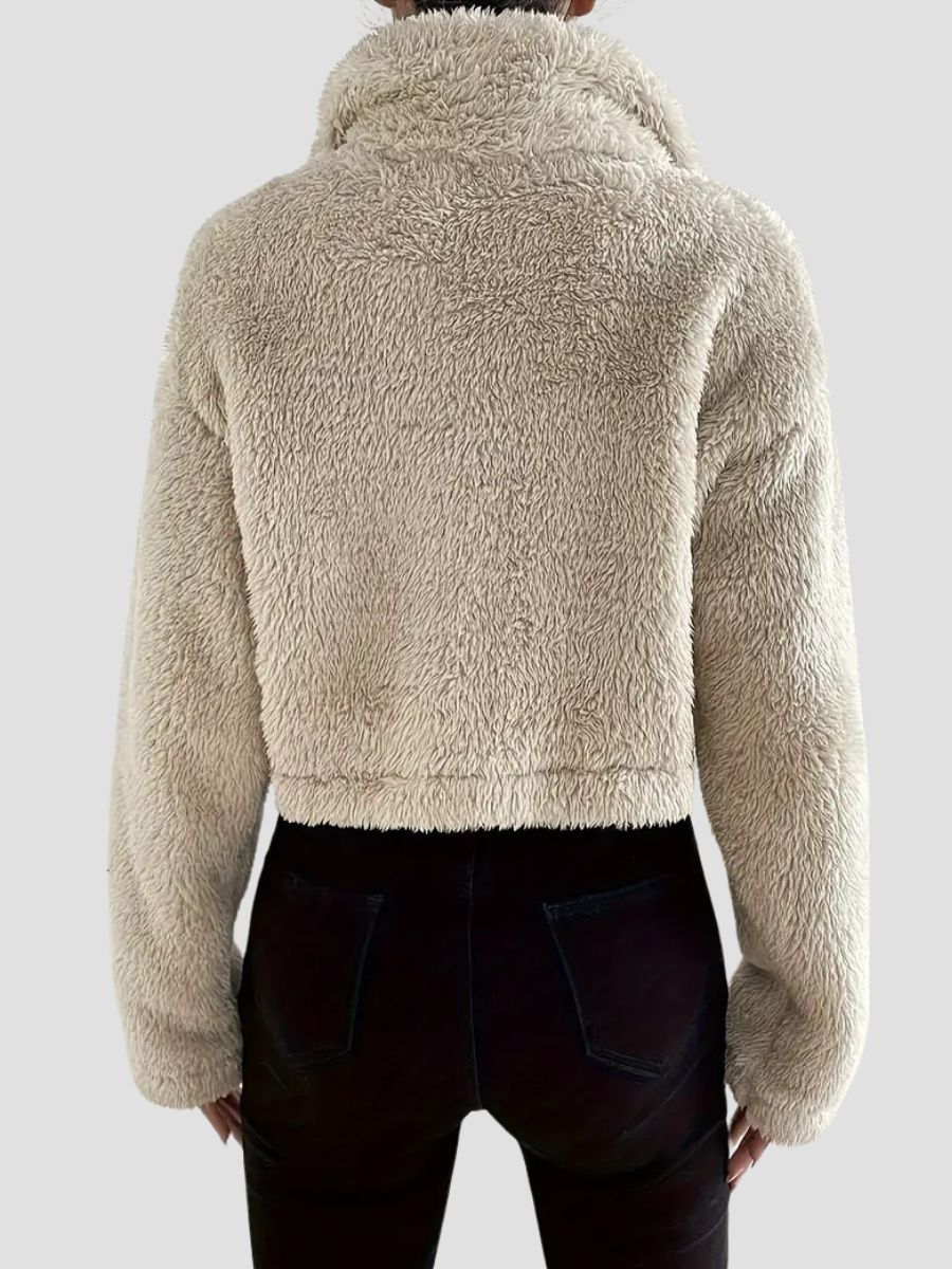 Krämfärgad sweatshirt polokrage