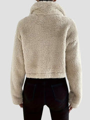 Krämfärgad sweatshirt polokrage