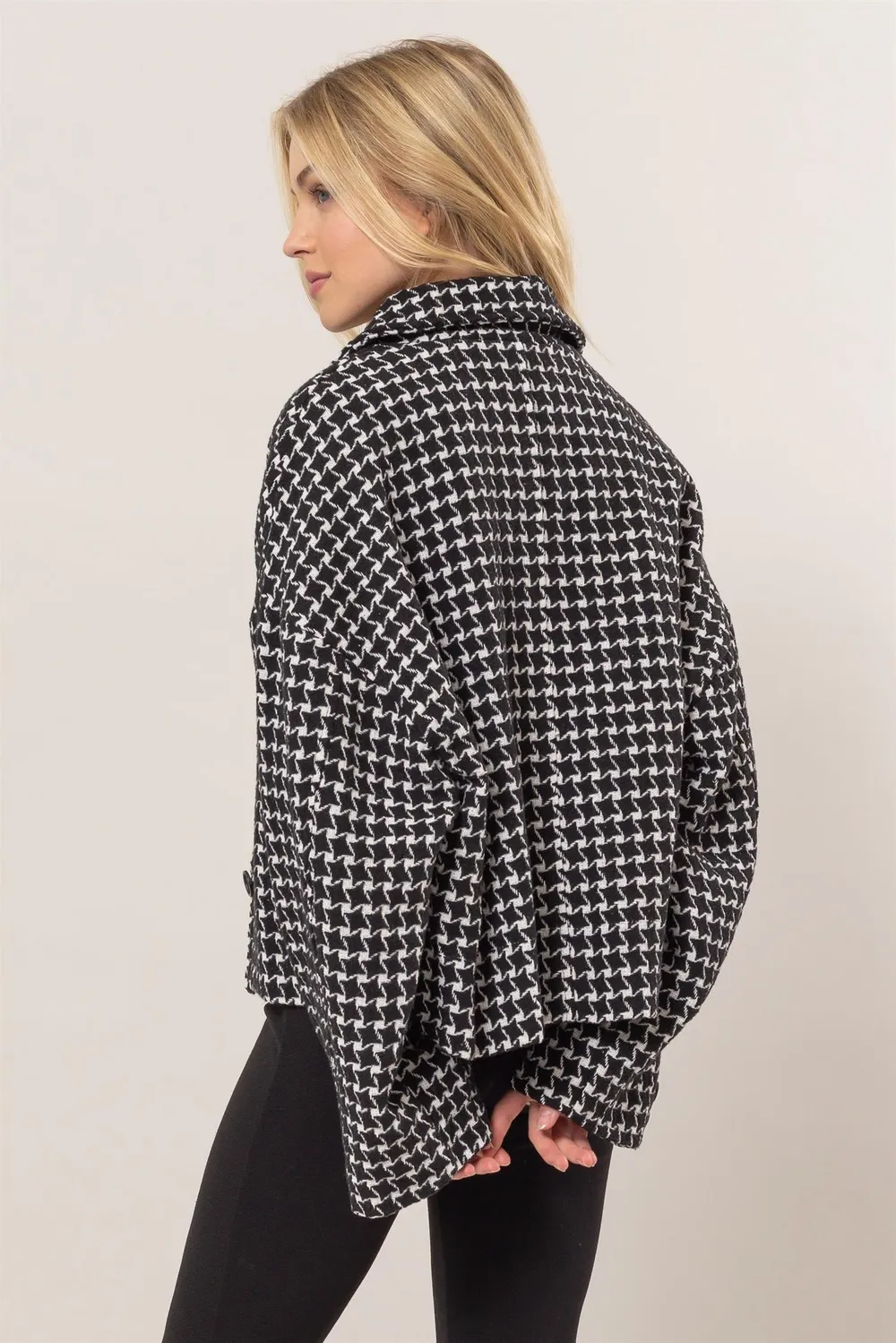Tweed plaid button up jacket