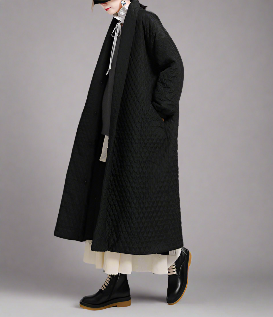 Knälång bomullsjacka med clipsad knapp