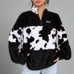 Svart fleece sweatshirt med lös passform