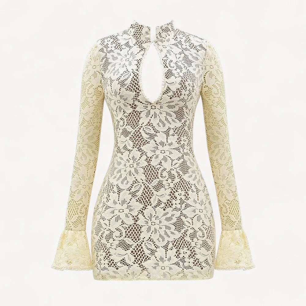 Cream mini dress with floral lace