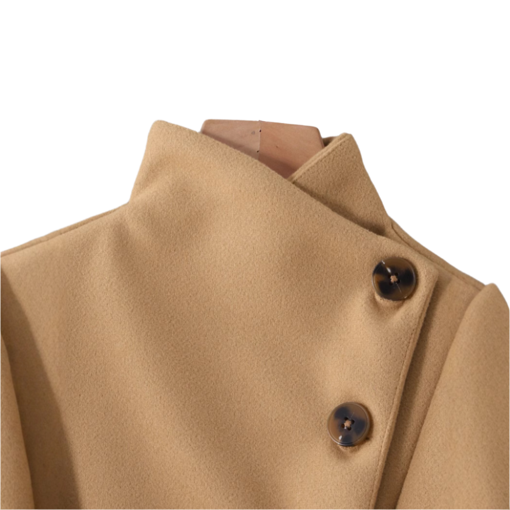 Beije jacka med knytband och uppknäppning