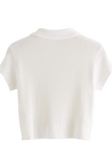 Short-sleeved knitted polo shirt with buttons