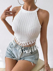 Elegant vit topp med axelband