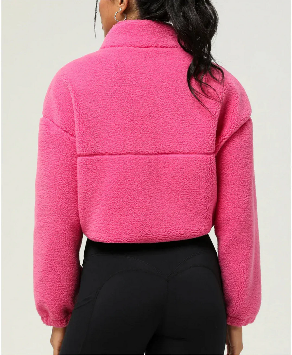 Tjock fleecetoppjacka i plysch