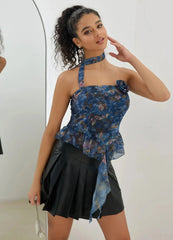 Blommig topp volangväst