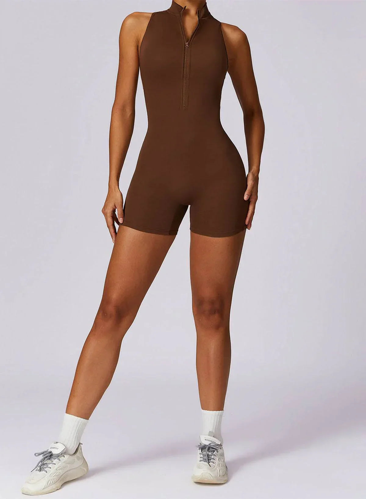 High-Neck Zip Playsuit with Short Legs