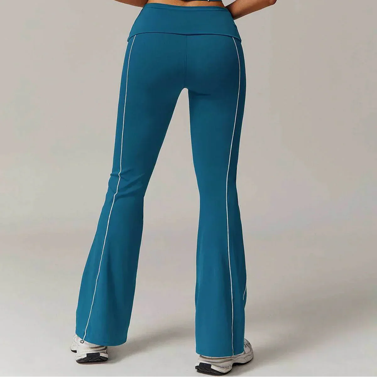 Flared sports pants with contrast stitching