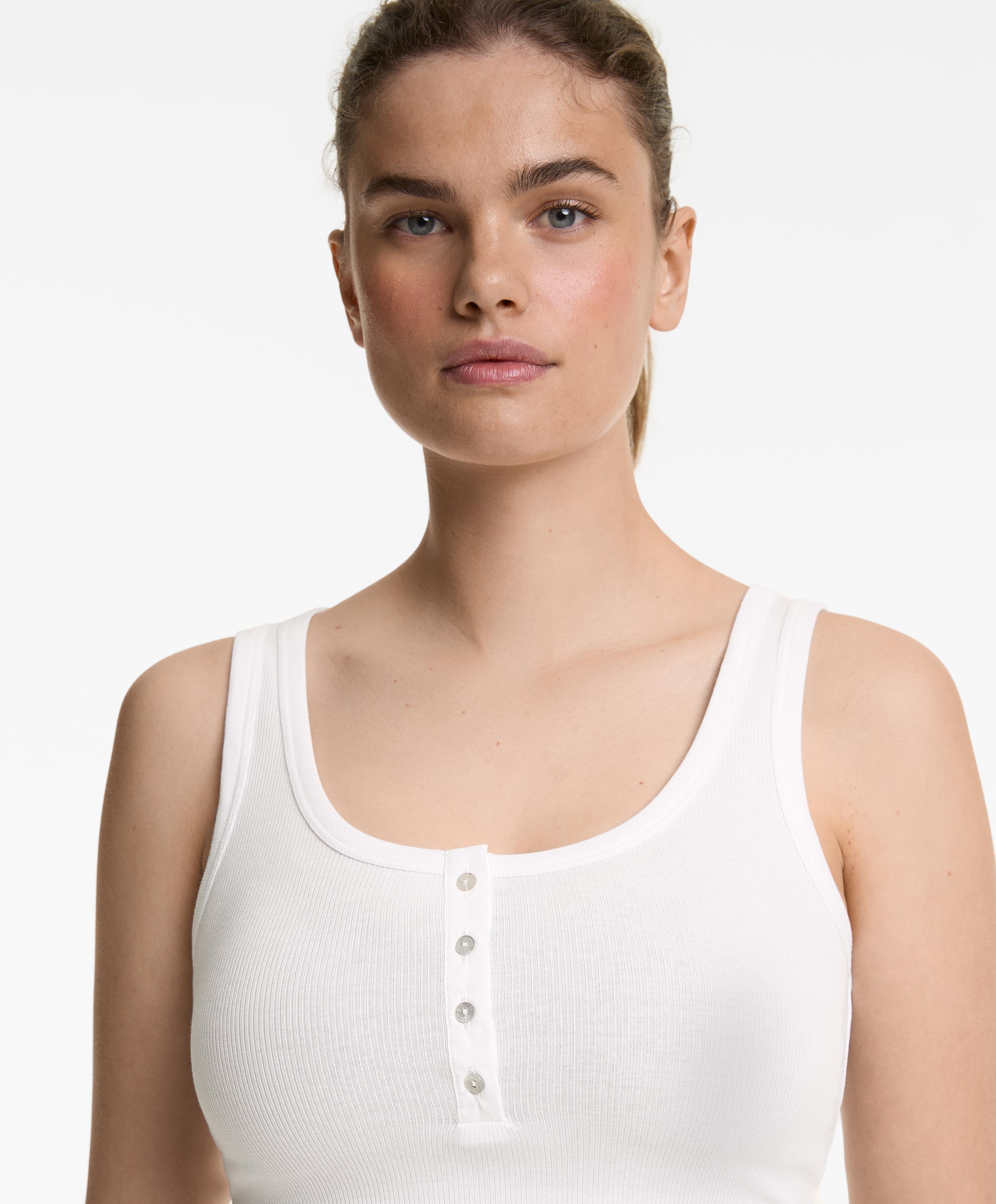 Ribbed Henley Tank Top