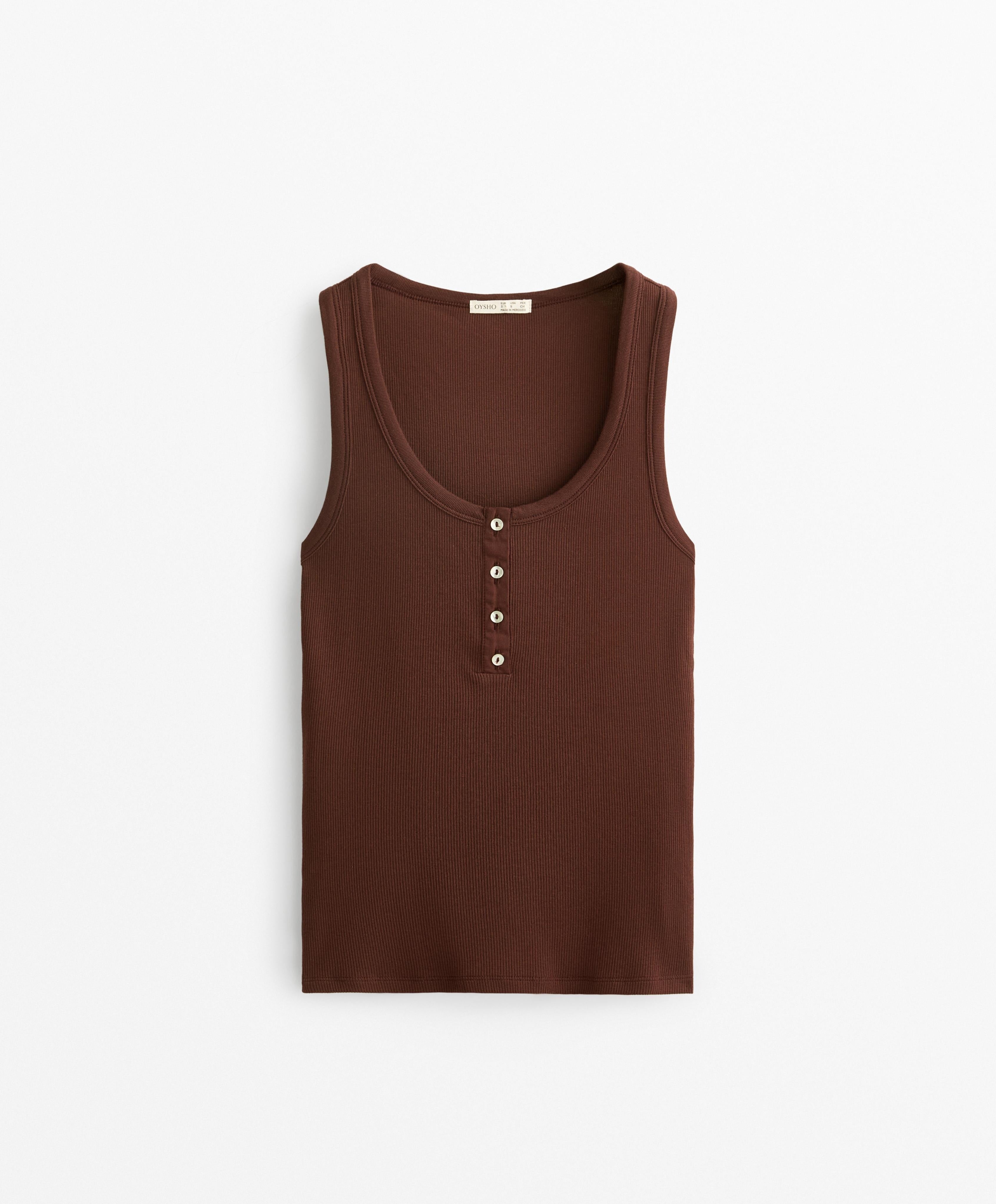 Ribbed Henley Tank Top