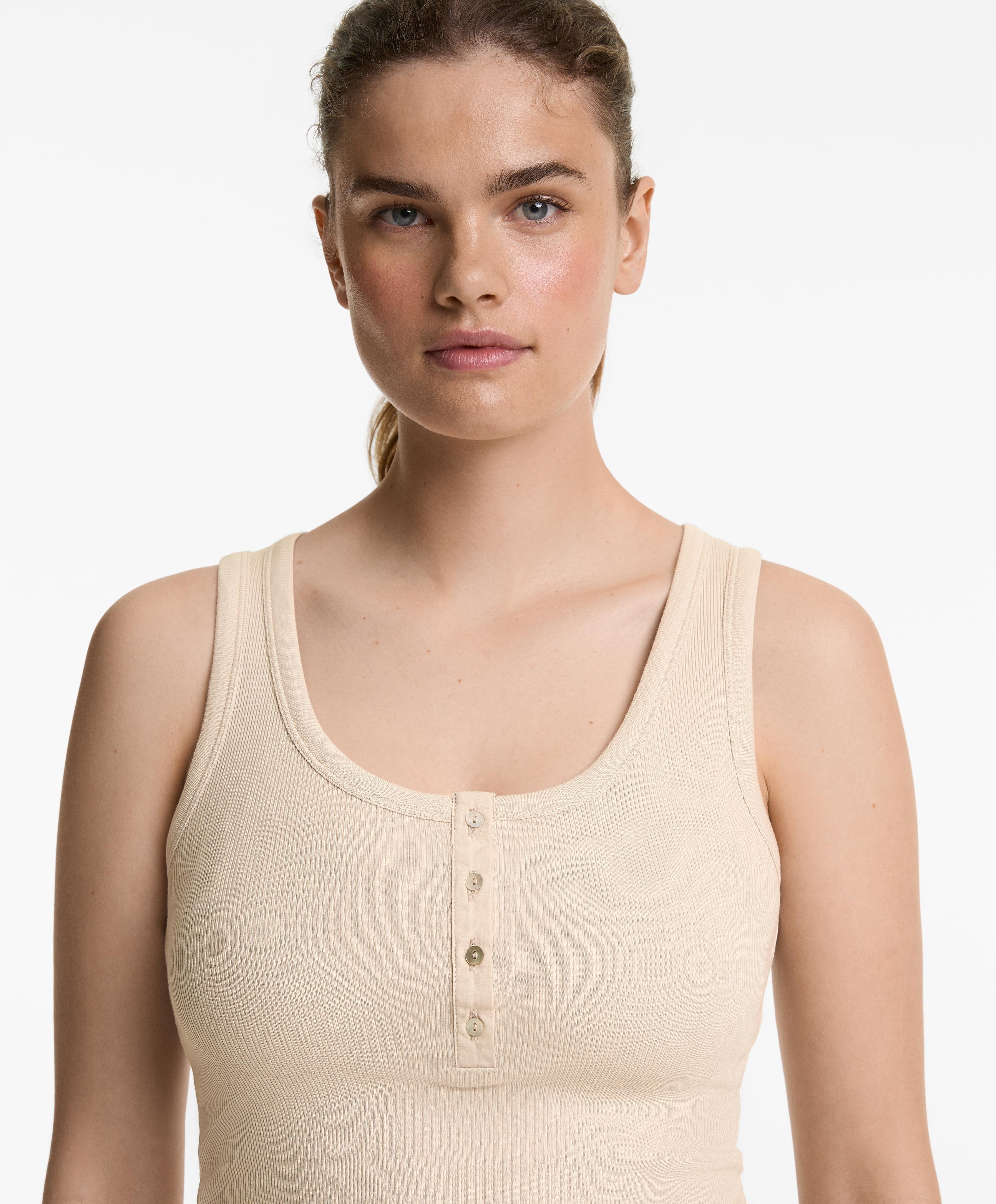 Ribbed Henley Tank Top