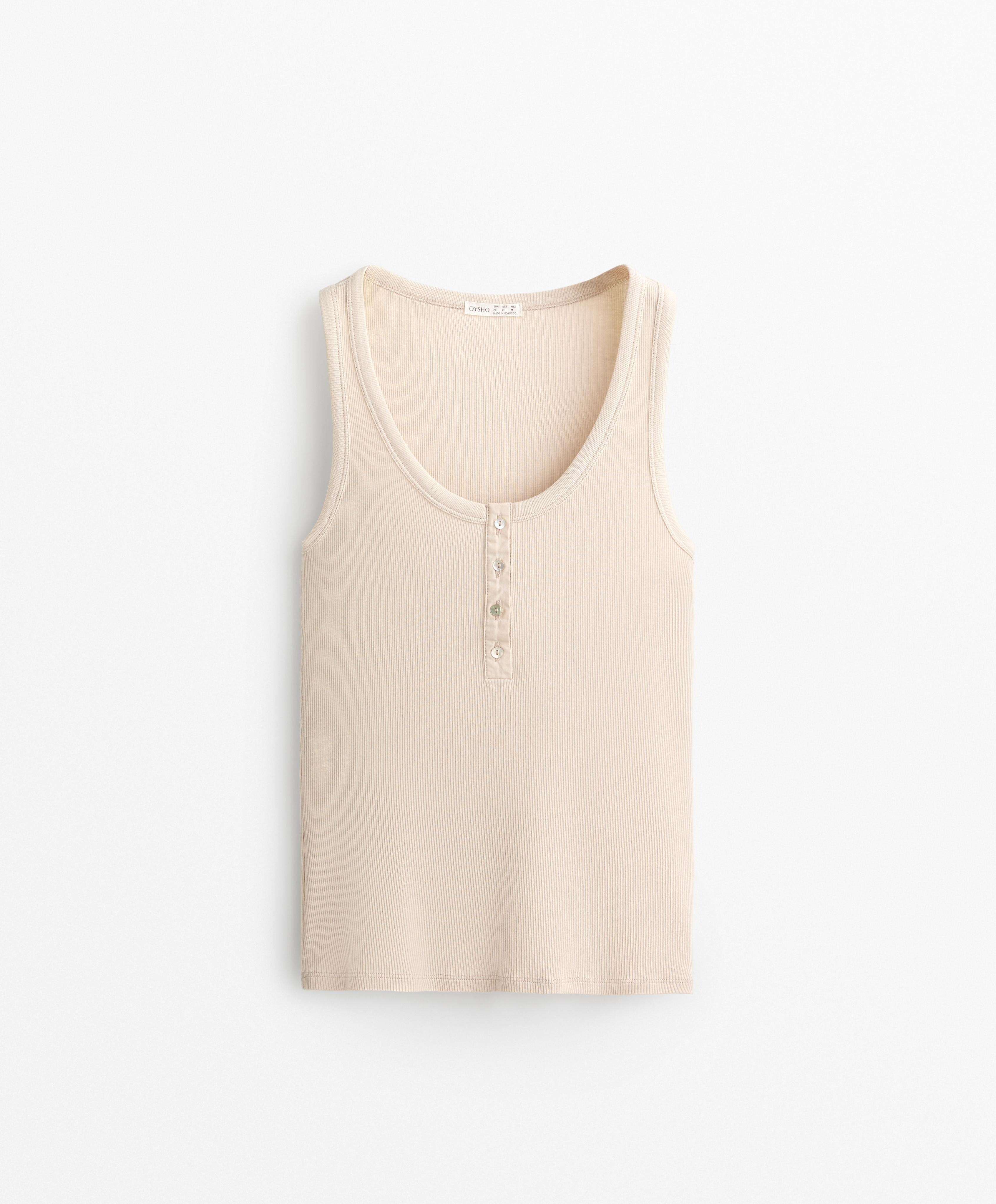 Ribbed Henley Tank Top