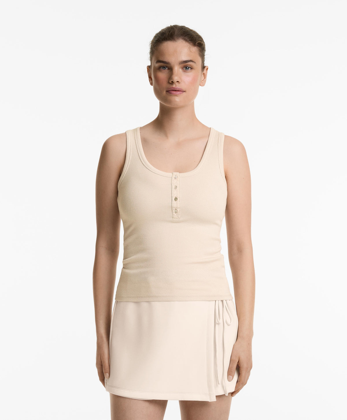 Ribbed Henley Tank Top