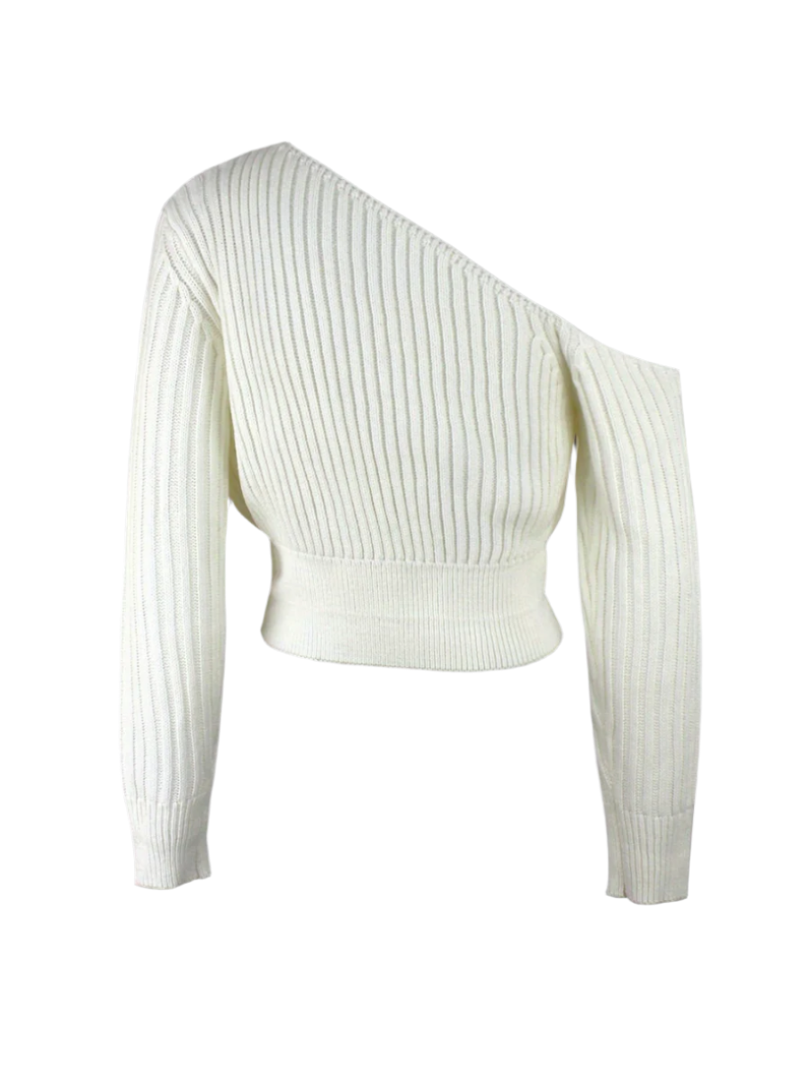 Linnétröja med asymmetrisk halsringning