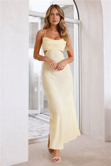 Light yellow long dress with cutouts