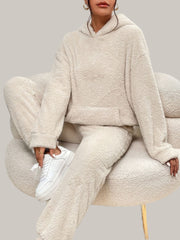 Hooded teddytoppar med byxor set