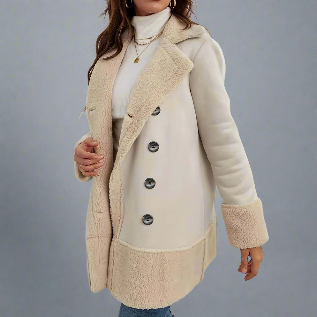 Jacka i aprikosfärgad ekologisk lammull