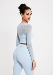 Long sleeve mesh crop top