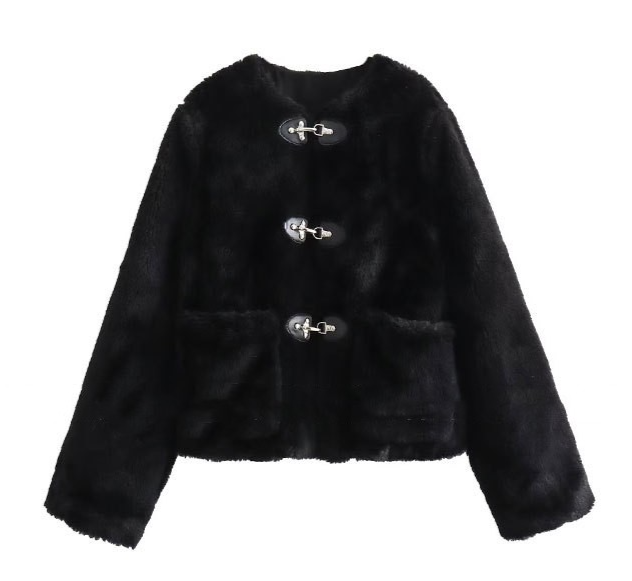 Vila teddy fleecejacka med spänne