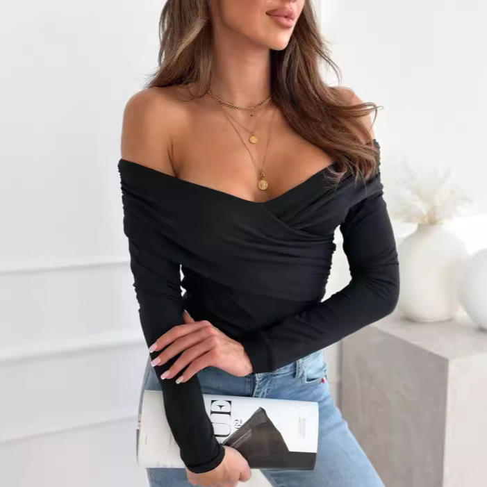 Långärmad T-shirt med axelklaffar