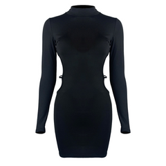 Svart miniklänning med utskärningar baktill