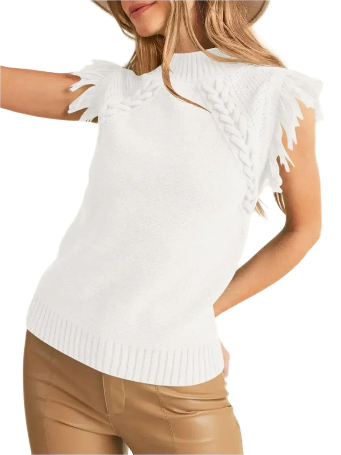 Casual stickad ärmlös tröja