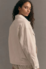 Beige oversized shirt jacket