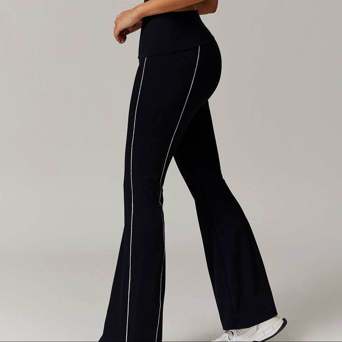 Flared sports pants with contrast stitching