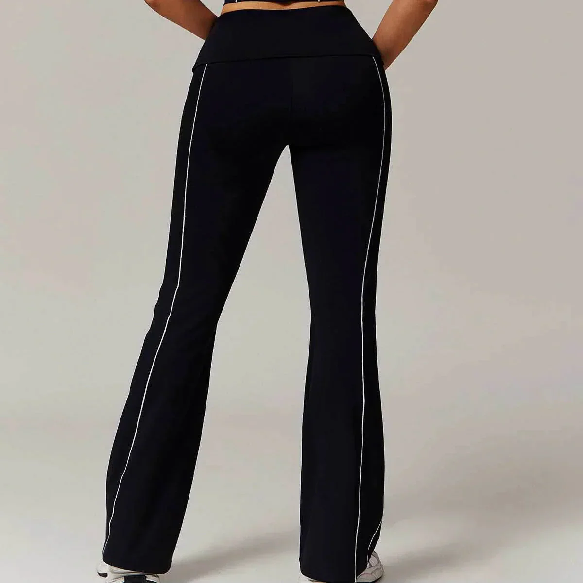 Flared sports pants with contrast stitching