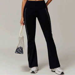 Flared sports pants with contrast stitching