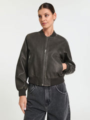 Black bomber jacket with zipper pockets