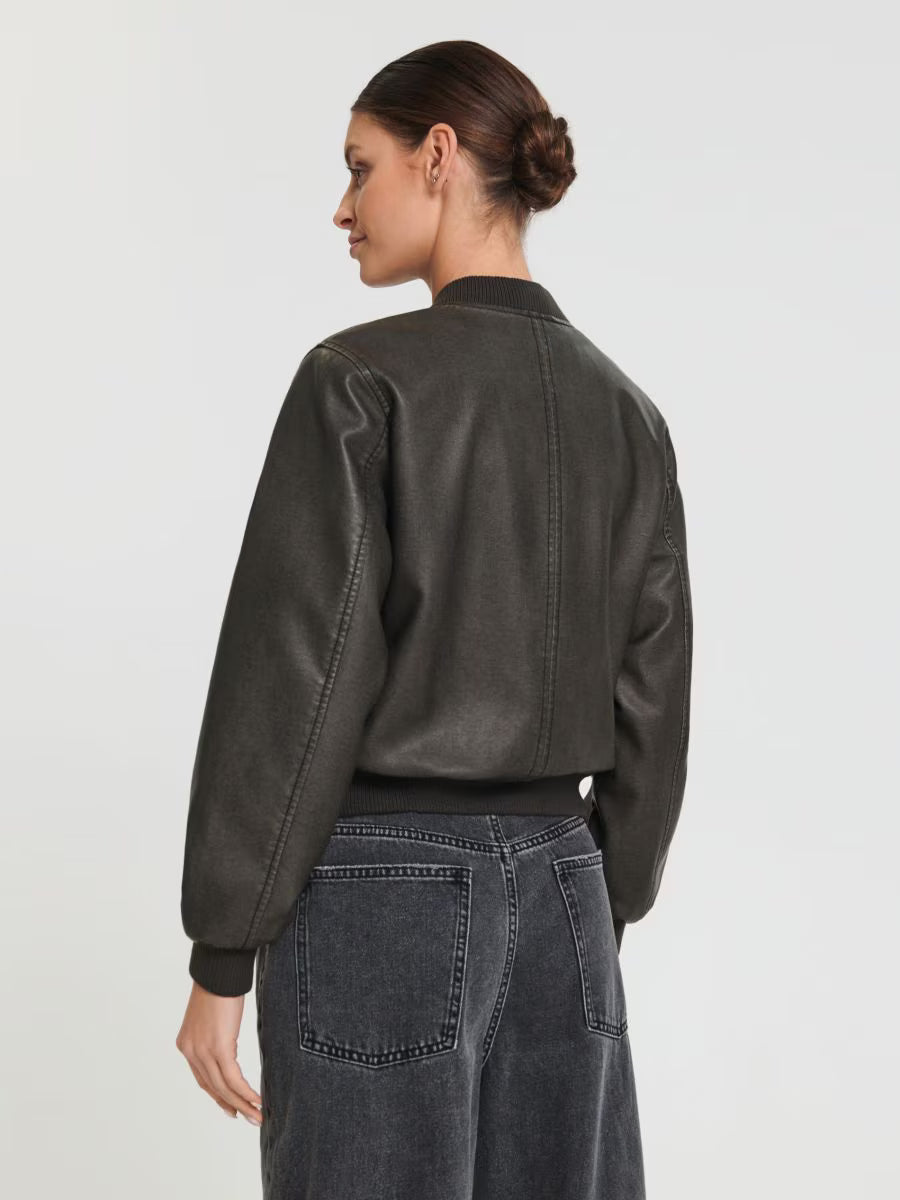 Black bomber jacket with zipper pockets