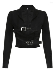 Långärmad topp med dubbla band framtill