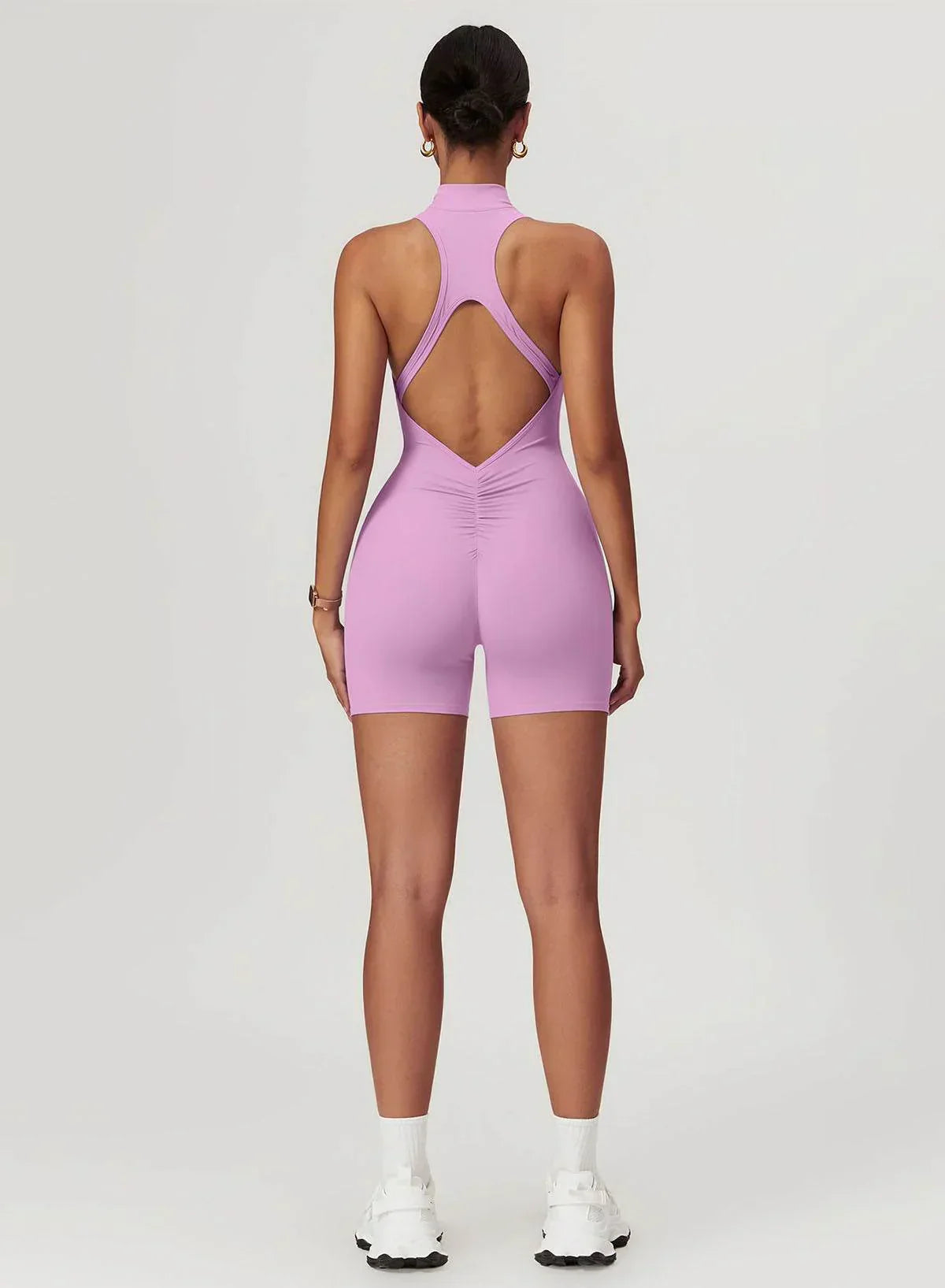 High-Neck Zip Playsuit with Short Legs