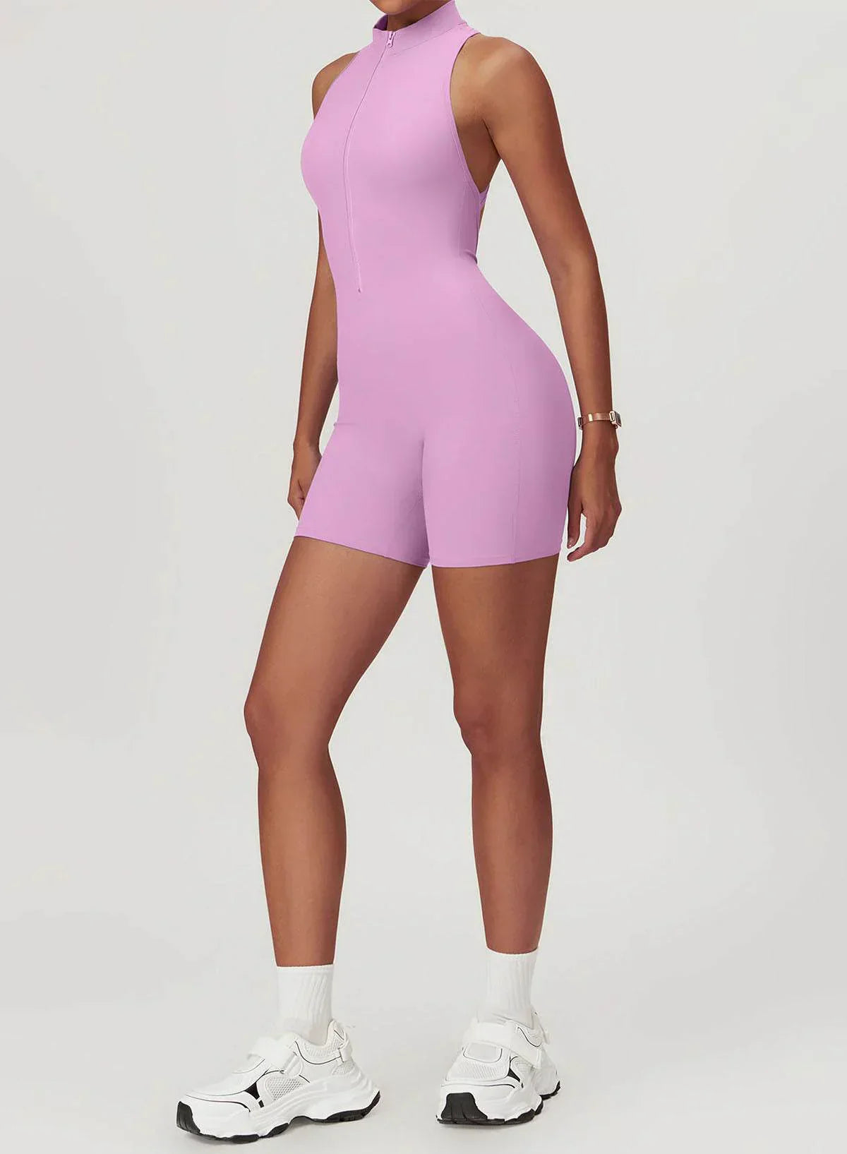 High-Neck Zip Playsuit with Short Legs
