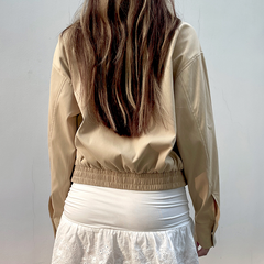 Kaki kort jacka med polokrage