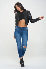 Croppad bomberjacka med dragkedja