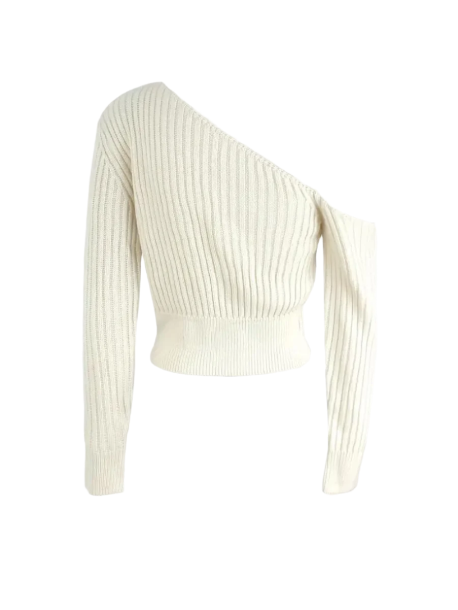 Linnétröja med asymmetrisk halsringning