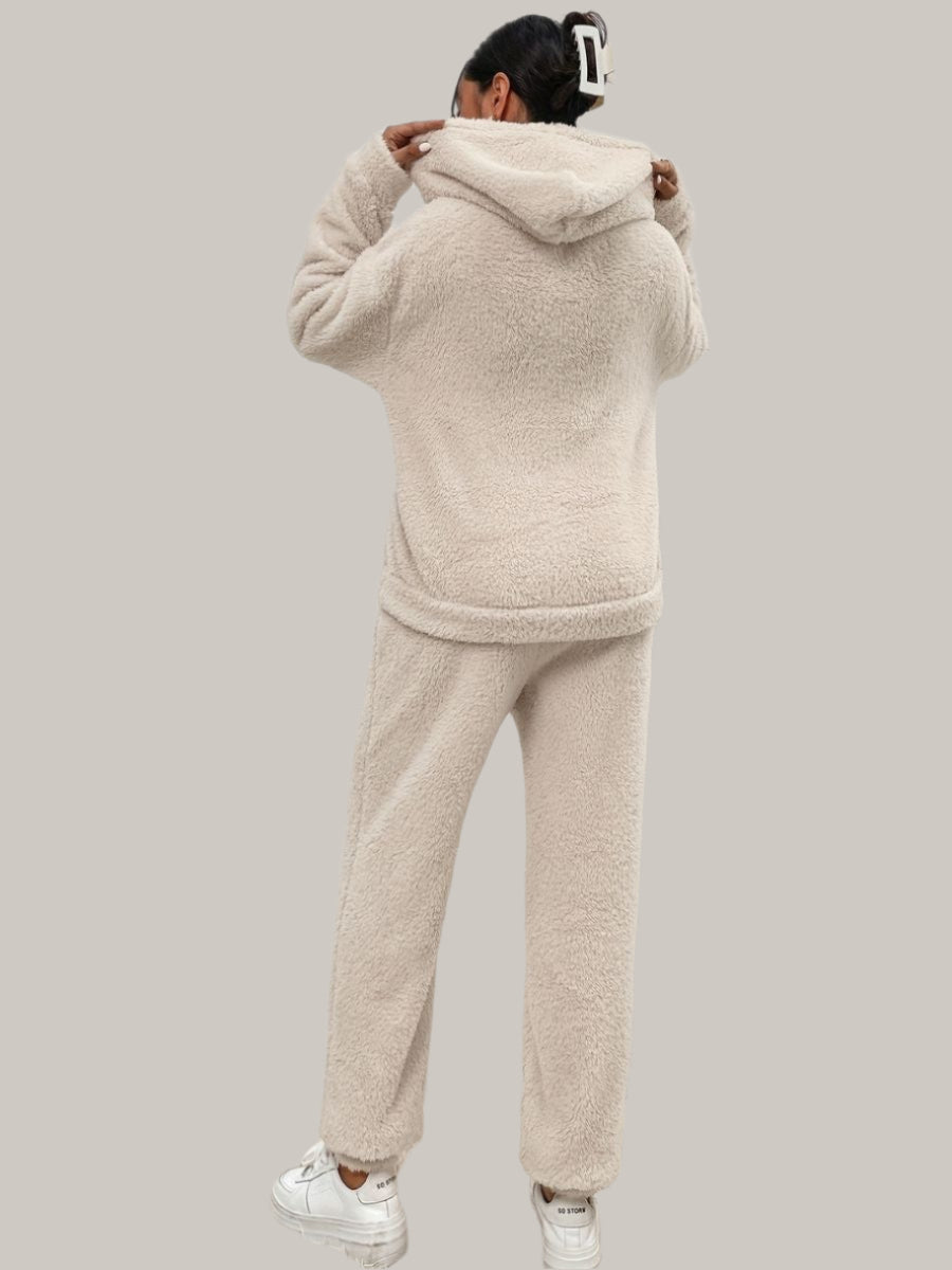 Hooded teddytoppar med byxor set