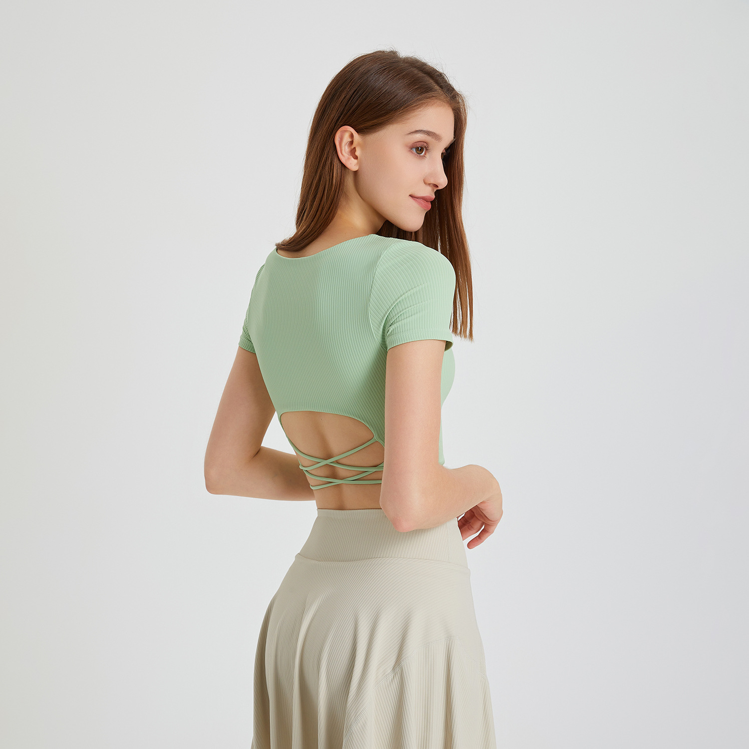 Ribbed square neck crop top