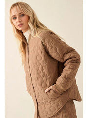 Beige quilted floral jacket