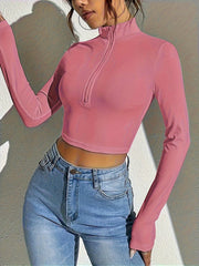 Långärmad T-shirt med dragkedja framtill